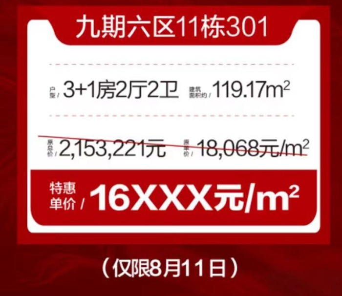 锦绣海湾城：特价秒杀约119㎡房源，单价16xxx元/㎡